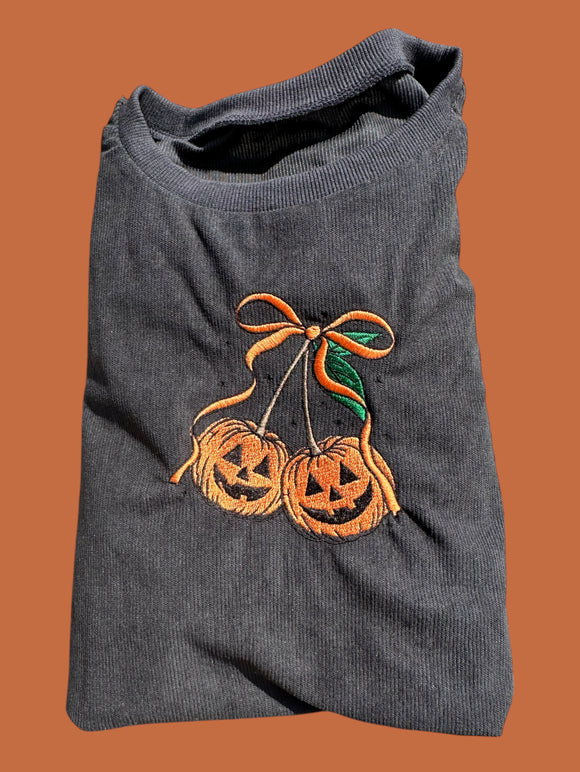 Pumpkin Halloween Corduroy Sweater (all sizes ready to ship)