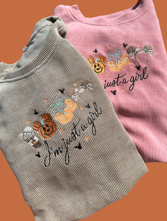 Just A Girl Halloween Corduroy Sweater