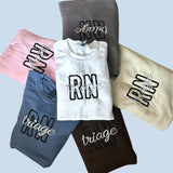Fundraiser crewneck (RN, RN triage, RN HealthEase, & MOA available in multiple crewneck colors)