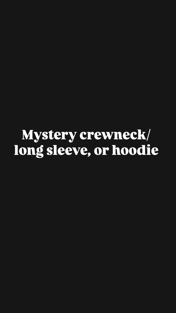 Mystery crew neck/long sleeve/ hoodie (multiple sizes available)