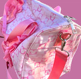 Pink Checker Mouse Duffle Weekender Bag (ready to ship unless custom embroidery is added)