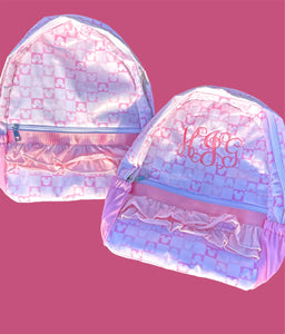 Pink Checker Mouse Backpack (ready to ship unless custom embroidery is added)