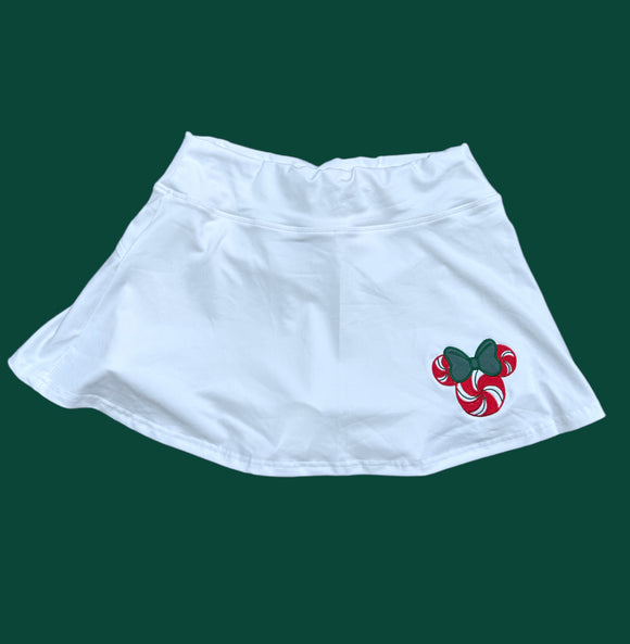 Peppermint Christmas Swirl Athletic Skirt (built in shorts w/pocket) (Copy)