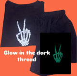 Skeleton Peace Waffle Knit Set (with glow in the dark thread) Halloween Version