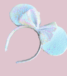 Iridescent White/Pink Sequin Ears (now SEWN)