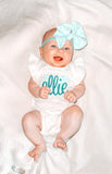 Blue Dot Mouse Name Onesie & Bow