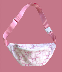 Pink Checker Mouse Fanny pack (ready to ship unless custom embroidery is added)