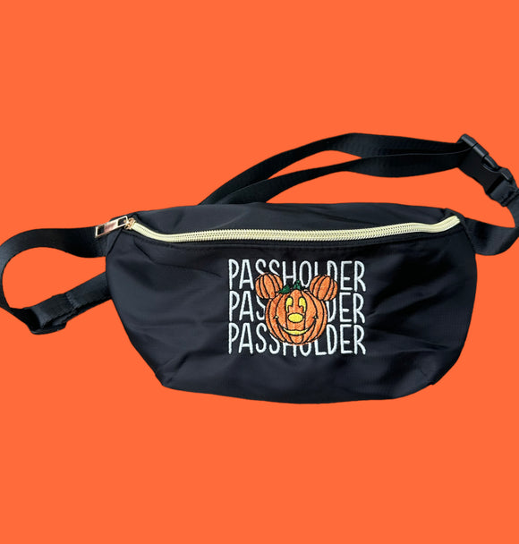 Pumpkin Passholder Fanny Pack (words glow in the dark)