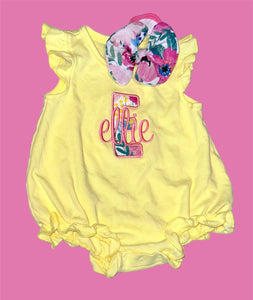 Letter & Name floral bubble onesie