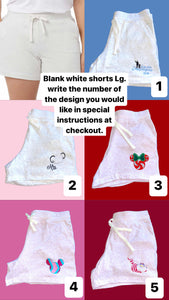 Blank shorts white Lg (1 available)