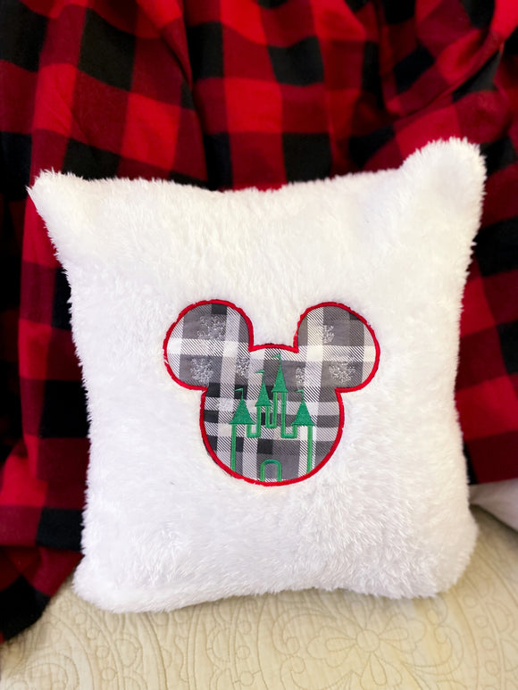 Mouse Castle Appliqué Sherpa Pillow Cover