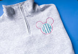 Mouse monogram quarter zip