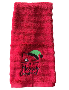 Meowy Christmas Hand Towel