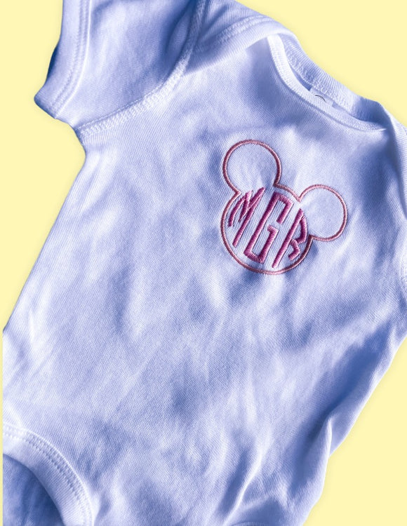 Mouse Monogram Onesie