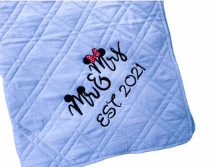 Mr & Mrs Quilted Blanket (choose your own date)