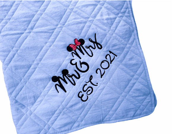 Mr & Mrs Quilted Blanket (choose your own date)