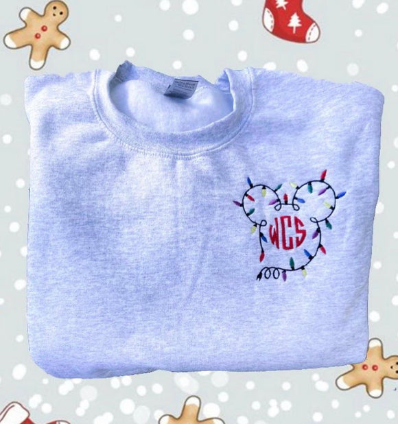 Christmas Lights Monogram Crewneck