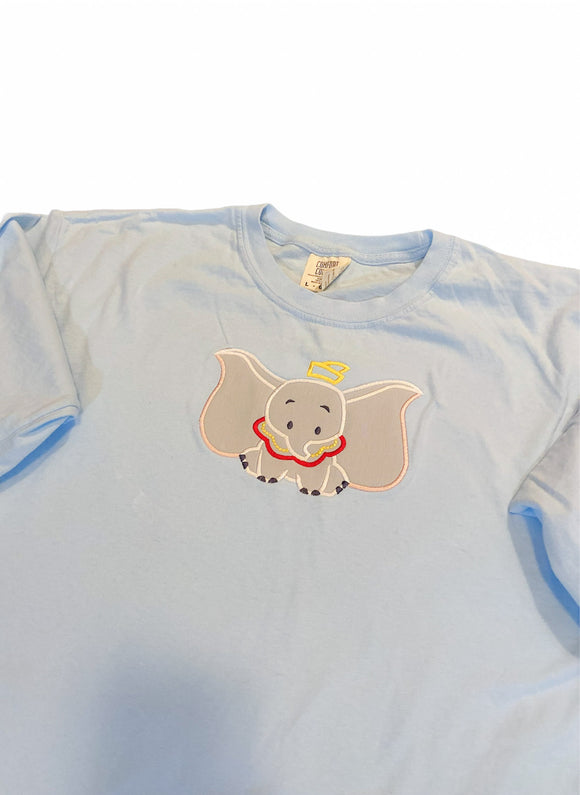 Flying elephant appliqué shirt