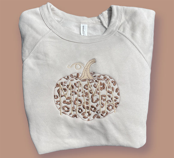 Cheetah Pumpkin Mama Sponge Fleece Crewneck